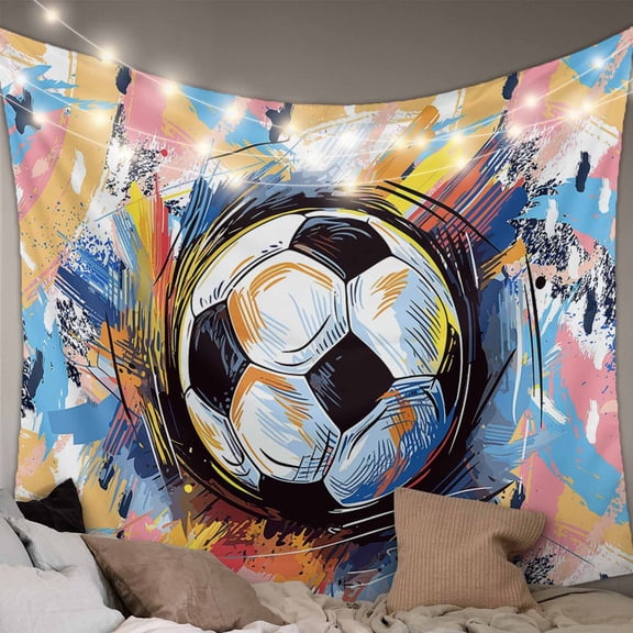 Sports Football, Minimalist Painted Art Tapestry for Bedroom Wall Hanging Tapestry, Ceiling Backdrop Tapestries Poster Blanket Wall Decor for Teens Room Living Room Dorm 39" x 59"