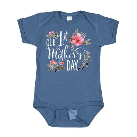 

Inktastic Our First Mother s Day- Pink Flowers Gift Baby Boy or Baby Girl Bodysuit