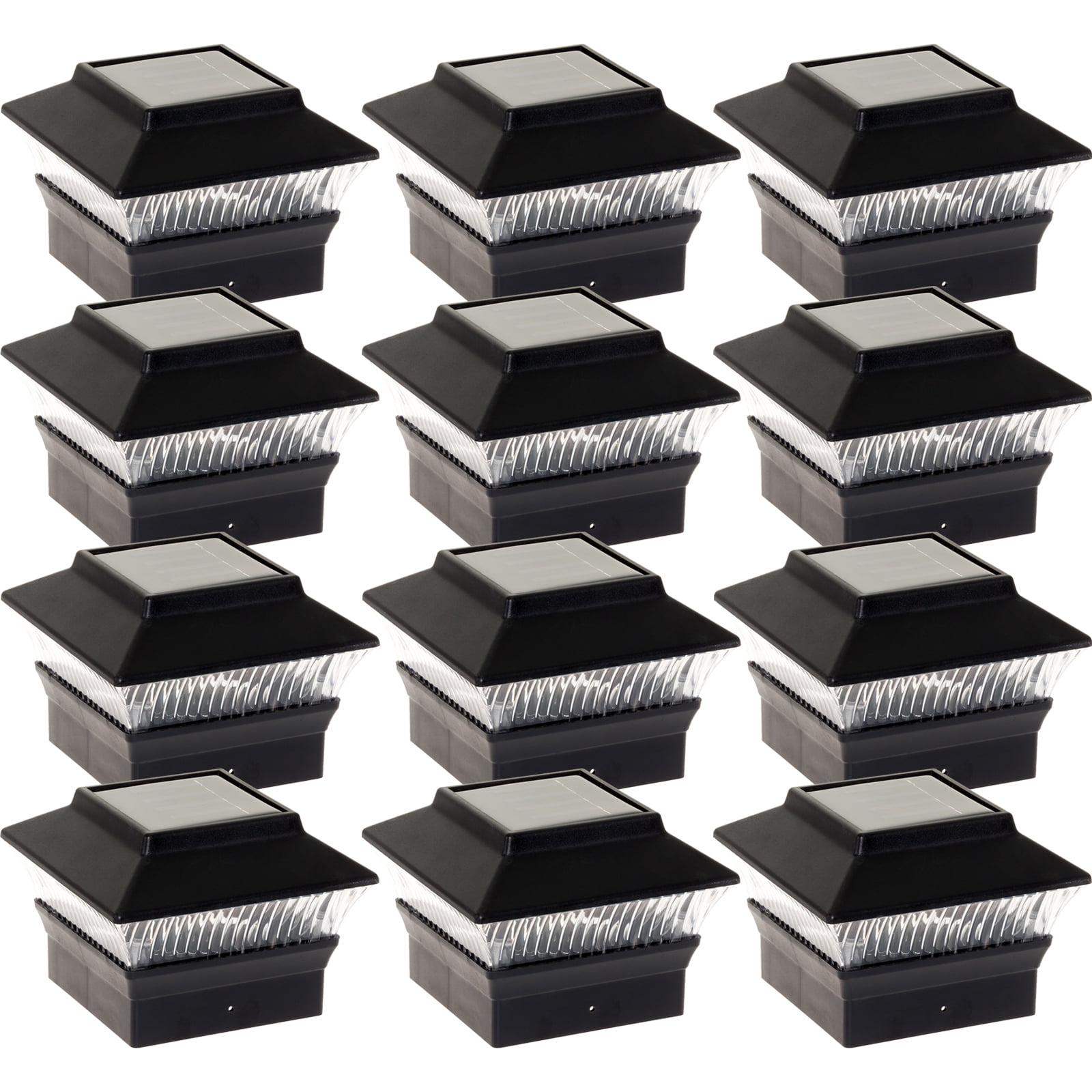 New Black Solar Outdoor Garden Deck Patio 4x4 Pvc Fence Led Post Light 12 Pack