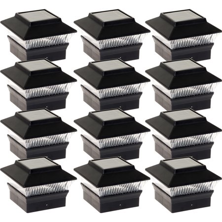 New Black Solar Outdoor Garden Deck Patio 4x4 Pvc Fence Led Post