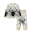 thumbnail image 2 of Rateoe Spiders On The Web 1 Pattern Womens Pajamas Set Long Sleeve Sleepwear Button Down Nightwear Soft Cotton Pj Lounge Sets, 2 of 9