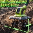 thumbnail image 4 of Yacona Cordless Garden Tiller Cultivator, 400RPM Electric Tiller for Gardening, Battery Powered Rototiller, with 2 x 3.0Ah Batteries, Green, 4 of 8