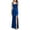 Blue, variant on XSCAPE Womens Blue Slitted Double-strap Satin Sweetheart Neckline Full-Length Evening Dress 0