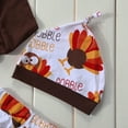 thumbnail image 6 of Thanksgiving Baby Outfits Newborn Kids Baby Boy Girl Letters Print Bodysuit Rompers +Turkey Pants Headband Clothes 4PCS Outfit Set, 6 of 9
