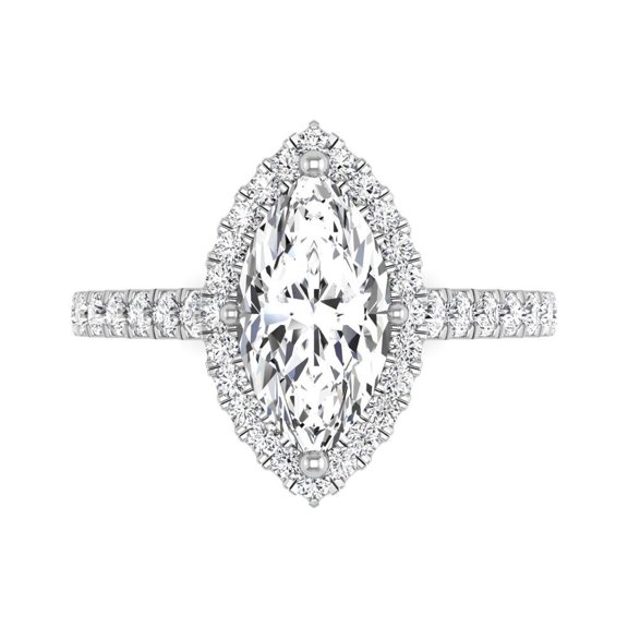 1.20Ct Marquise Cut Lab Creatd Diamond Halo Anniversary Wedding Ring Solid 14k White Gold