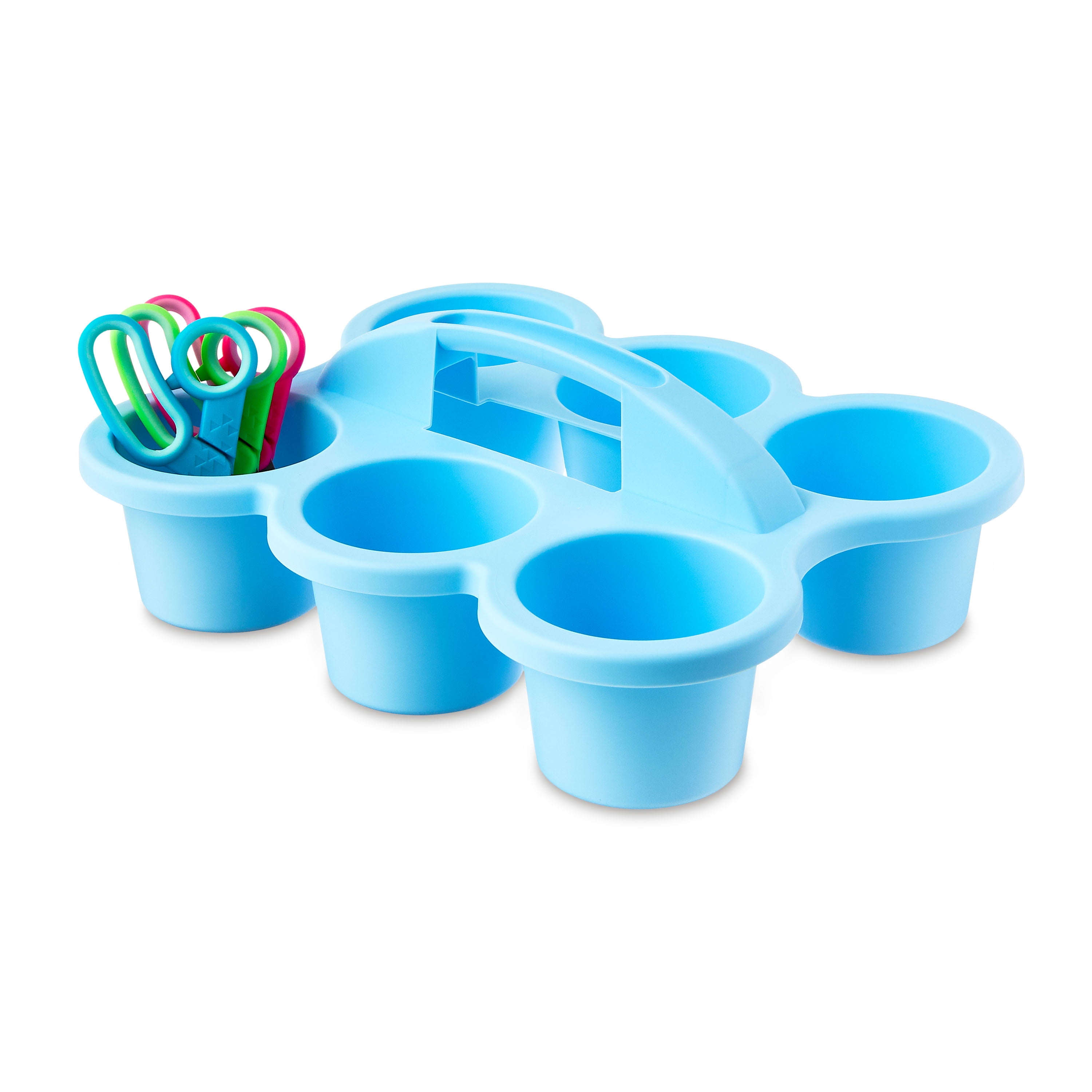 Pen+Gear Plastic Cup Caddy, Desktop Craft and Hobby Organizer, Sky Blue, 6-pack