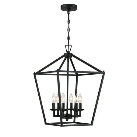 

6-Light Matte Black Pendant Lighting Kitchen Island Ceiling Mount Light Fixture with 36 inch Hanging Chain