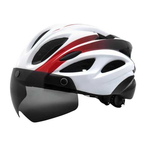 Casco de bicicleta, casco de bicicleta, gafas extraíbles transpirables ajustables para adultos casco de bicicleta de montaña al aire libre, casco de Rojo