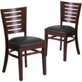 thumbnail image 1 of 2 Pk. Darby Series Slat Back Walnut Wood Restaurant Chair - Black Vinyl Seat, 1 of 8