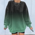 thumbnail image 2 of Pullovers Shirts Ladies Fall Loose Crewneck Long Sleeve Mitten- Cold Shoulder with Pocket Gradient Print Leisure Cotton Tunic Tops Top(Light Green,S), 2 of 5