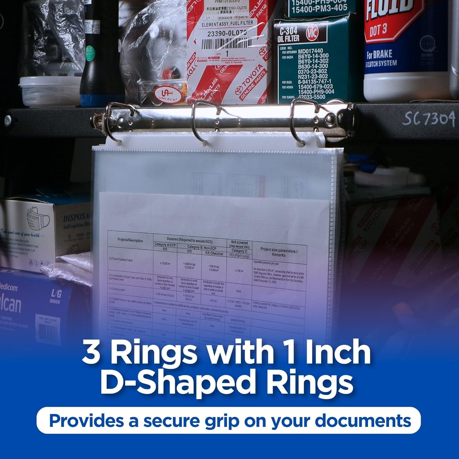 Magnetic 3 Ring Binder Locking Mechanism – 10 Pack – for Hanging 8.5 x 11 Inch Sheets of Paper