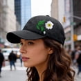 thumbnail image 4 of Hand Embroidered Floral Baseball Cap, Trucker Style Adjustable Snapback for Men and Women, Breathable Sun Hat for Outdoor, Daily Wear, Fishing, and Travel Navy, 4 of 5