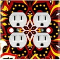 thumbnail image 1 of Metal Light Switch Plate Cover Colorful Black Red Mandala Flower Tile Pattern MDL023, 1 of 13