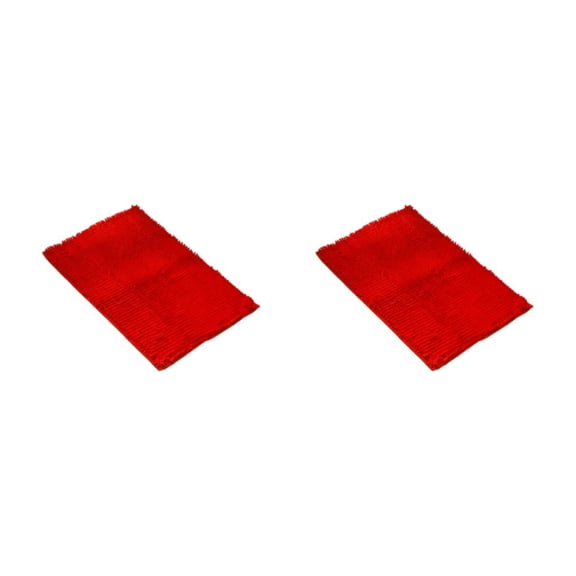 Billuyoard Alfombrilla de baño Chenille - Fuerte absorción de agua Exquisita textura hecha a mano Absorbente Alfombra roja 40cm * 60cm Rojo 40 cm * 60 cm 2Conjunto