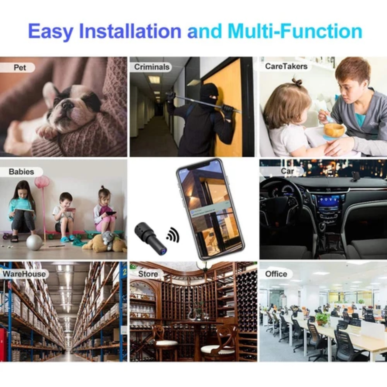 FFORCE WiFi Wireless Mini Camera Recorder Pinhole DIY HD Screw IP DVR Nanny Cam CCTV Compact Design Easy Install for Baby Elder Pet Monitoring Day Night Vision