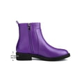 thumbnail image 6 of BLISSFUL STEP Women's Ankle Boots Faux Leather Low Chunky Heel Side Zipper Purple 9, 6 of 8