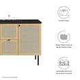 thumbnail image 2 of Single Sink Vanity Cabinet, Brown Oak Black, Wood, Hotel Bedroom Bathroom, Modern Contemporary HB36430, 2 of 15