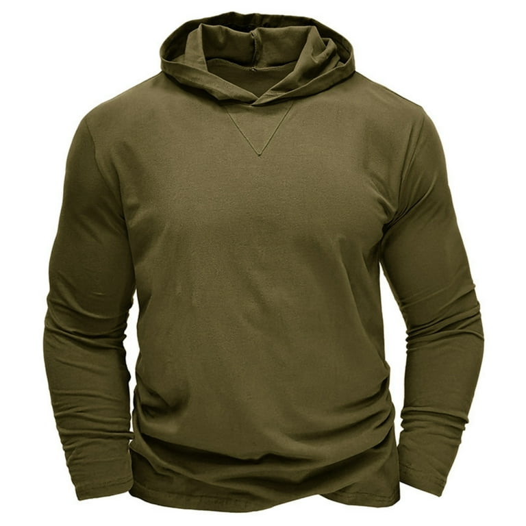dGslk Men's Lightweight Long Sleeve Hooded T-Shirt, Casual Slim