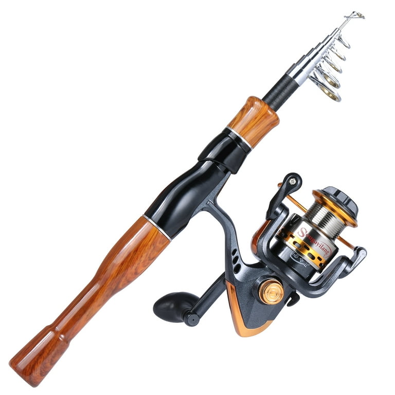 Sougayilang Fishing Rod and Reel Combo 1.6m/5.2ft Glass Fiber Spinning Rod  Cork Handle and 5.5:1 Gear Ratio Spinning Fishing Reel Set