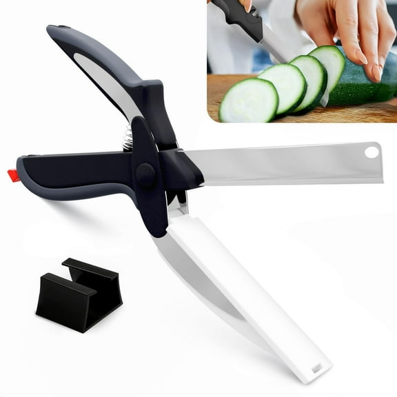 Kitchen Scissors for Food – 2-in-1 Cutting Board Scissors & Tomato Knife with Locking Mechanism & Stainless Steel Blades – Multifunctional Kitchen Shears for Effortless Chopping