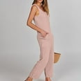 thumbnail image 3 of Women Jumpsuits & Playsuits Elegant Sleeveless Knit Romper Casual Loose Wide Leg Dungarees Suspender Bib Overalls Straight Pants Pocket Summer Playsuit for Holiday Beach, 3 of 7