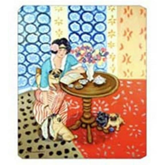 Carolines Treasures  Lady with her Pug Mouse Pad- - 8 x 9.5 in.