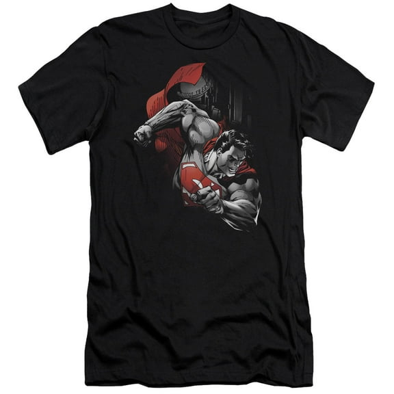 Superman My City Premium Adult Slim Fit 30/1 T-Shirt Black