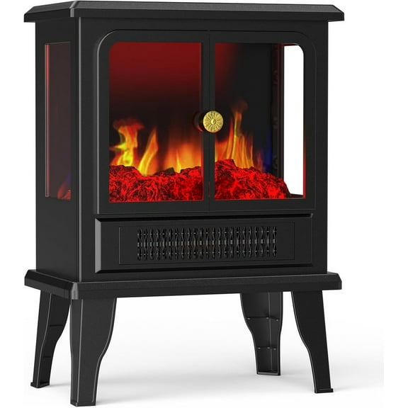 Bigleap 19" Freestanding Electric Fireplace Heater with Adjustable Flame Effect & Easy Control, Compact Corner Heater for Living Room, Bedroom, and Office