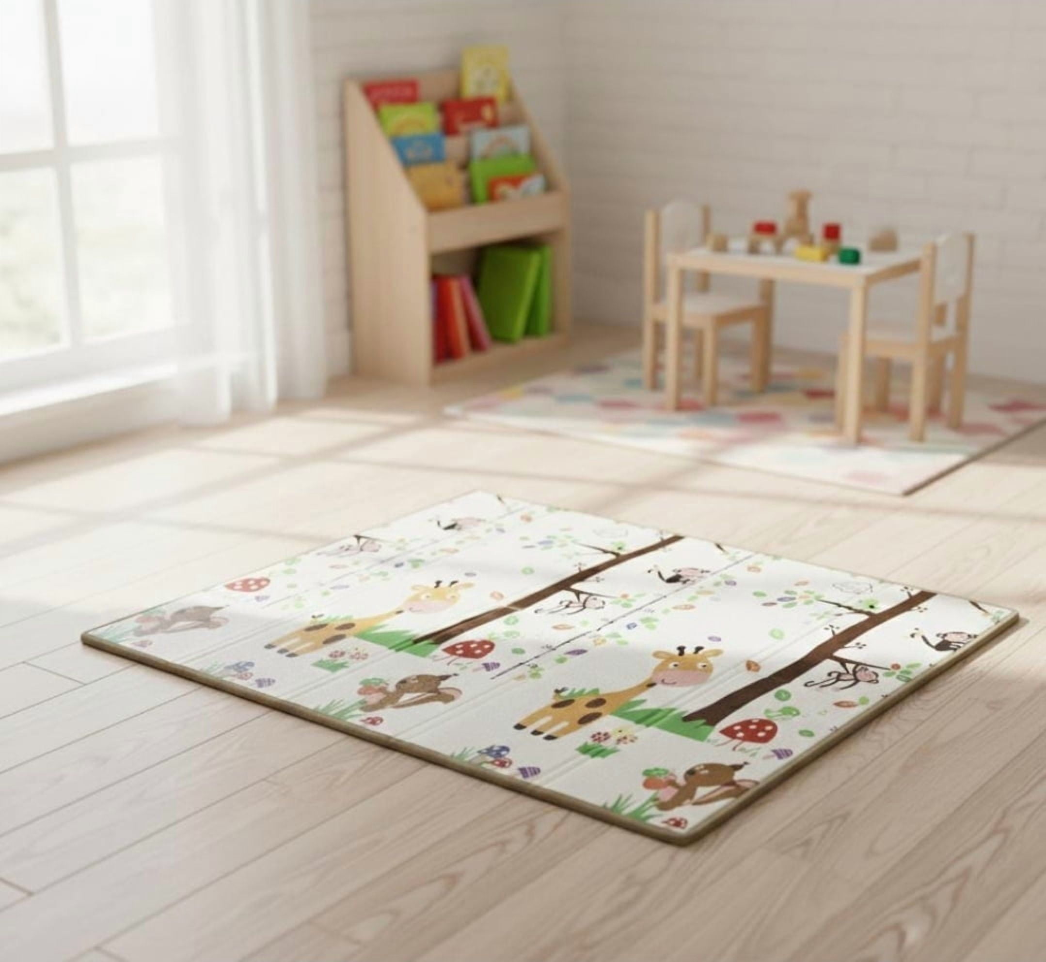 Baby Play Mat 59"*79" Foldable double side play Foam Baby Play Mat for Floor Waterproof Playmats for Babies Boy and Toddlers Infants  Crawling Mat for Indoor&Outdoor&Travel side protected