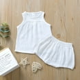 thumbnail image 3 of Baby Solid Color Sleeveless Top + Shorts, Cool and Comfortable Summer 2-Piece Set, 3 of 5