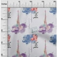 thumbnail image 1 of oneOone Cotton Jersey Dusty Purple Fabric Text|Shoes & Eiffel Tower Travel Sewing Material Print Fabric By The Yard 58 Inch Wide, 1 of 4