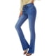 thumbnail image 1 of Jeans acampanados para mujer Jeans acampanados de talle alto con pantalones de mezclilla rasgados de pierna ancha clásica 1091-blue20, 1 of 5