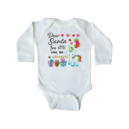 

Inktastic Dear Santa You Still Owe Me a Unicorn Gift Baby Boy or Baby Girl Long Sleeve Bodysuit