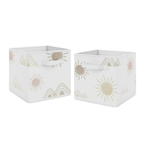 Sweet Jojo Designs Desert Sun Pink and Beige Fabric Storage Bins 2 Piece Set