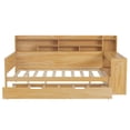 thumbnail image 4 of Solid and Stable Wooden Full Size Daybed with Storage Shelves, Multi-Functional Bed with Twin Size Trundle Bed and Study Desk (Natural), 4 of 12