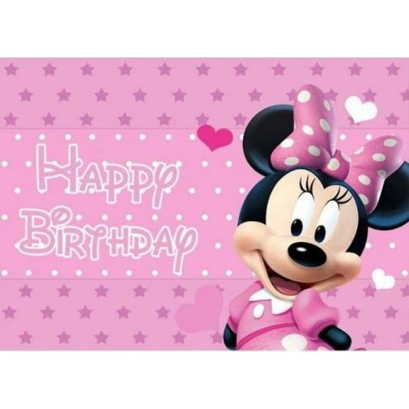 Minnie Birthday Party Banner,5 x 3ft Photography Background Vinyl Wall Decorations Supplies for Kids Boys Toddlers