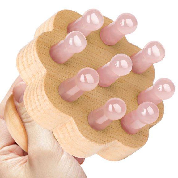 okay Scalp Massager,Head Scalp Comb,Rose Quartz Tooth-Wooden Comb for Head Stress Relax Massage Tool for Hair Growth Relieve Headaches