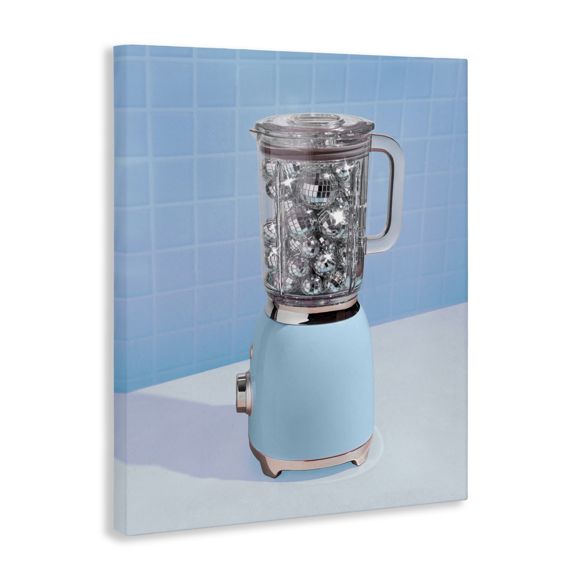 Blue Retro Disco Blender Canvas Wall Art, design by LISH Creative