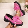 thumbnail image 2 of S-96 Pink Women Casual Stylish Plain Round Tip Square Heel Ribbon Slip-Ons Low Heel Thick Sole Comfortable, 2 of 9