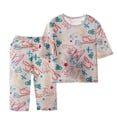 thumbnail image 1 of Odeerbi 1-14 Años Niñas Pijamas de Algodón de Verano de Manga Corta Pants Set Soft Print Sleepwear Pijamas de Dos Piezas, 1 of 5