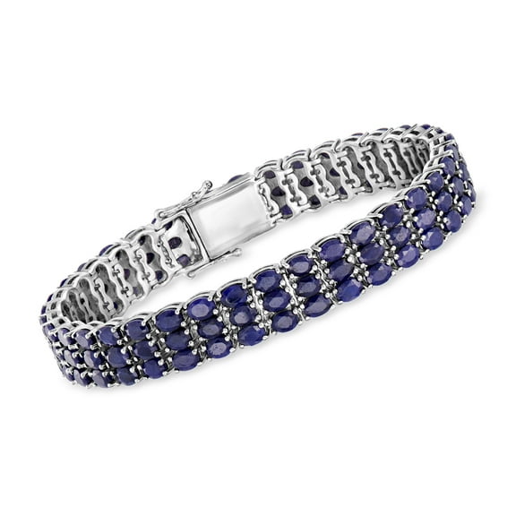 Ross-Simons 30.00 ct. t.w. Sapphire Tennis Bracelet in Sterling Silver, Women's, Adult