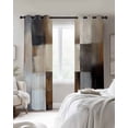 thumbnail image 4 of Brown Beige Geometric Blackout Curtains for Bedroom Living Room Darkening Curtains 54 Inch Long Abstract Oil Painting Color Blocks Short Curtain for Small Window Treatment Grommet Drapes 42"x54"x2, 4 of 9