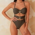thumbnail image 4 of Lenago Tankini Swimsuits for Women Swimsuit Swim Suits for Women 2025 2026 European And Bikini Swimsuit forborder Solid Color Beach Vacation Bikini Khaki S, 4 of 7