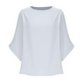 thumbnail image 6 of Lenpel Women's 3/4 Length Sleeve Tops Crew Neck Solid Color Casual T Shirts Fall Fashion Tunic Blouses, 6 of 7
