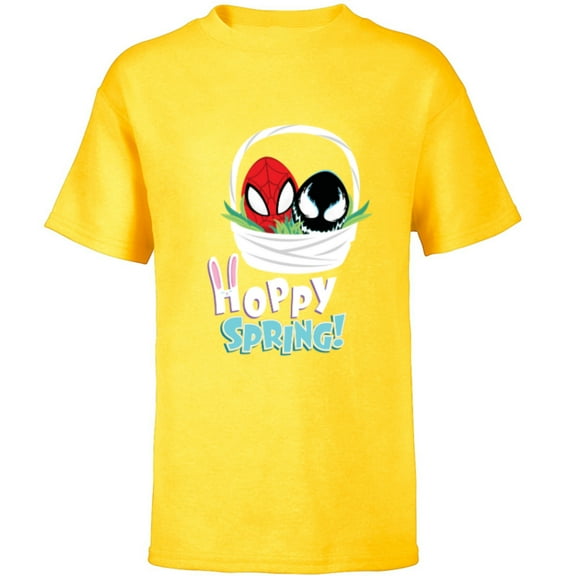 Marvel Spider-Man and Venom Eggs Hoppy Spring Easter Basket - Short Sleeve T-Shirt for Kids - Customized-Yellow