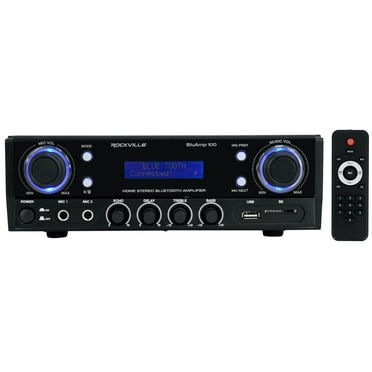 Rockville BLUAMP 100 Home Stereo Bluetooth Amplifier with USB/Mic Input RCA Out