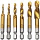 thumbnail image 1 of 6-Piece Combination Tap Set HSS 4341 Metric Tap Drill Bits 3 in 1 Hex Shank for Tapping in Wood Plastic Aluminum, 1 of 5