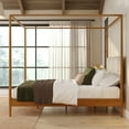 thumbnail image 6 of Harbor Queen Canopy Bed with Upholstered Headboard, Pecan/Swiss Coffee, 6 of 7