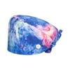 AkoaDa Bouffant Hats with Button Sweatband Adjustable Tie Back Caps Anti Sweat Button Scrub Cap Multiple Color(Blue starry sky)