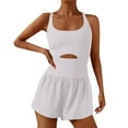 thumbnail image 3 of VISALY Yoga Pants Women, Womens Shorty, Summer Rompers for Women 2025, Solid Color Yoga One-Piece Suspender Sports Shorts Womens Workout Romper Summer Slim Fit, 1 Pack Jumpsuits for Women, White, S, 3 of 6
